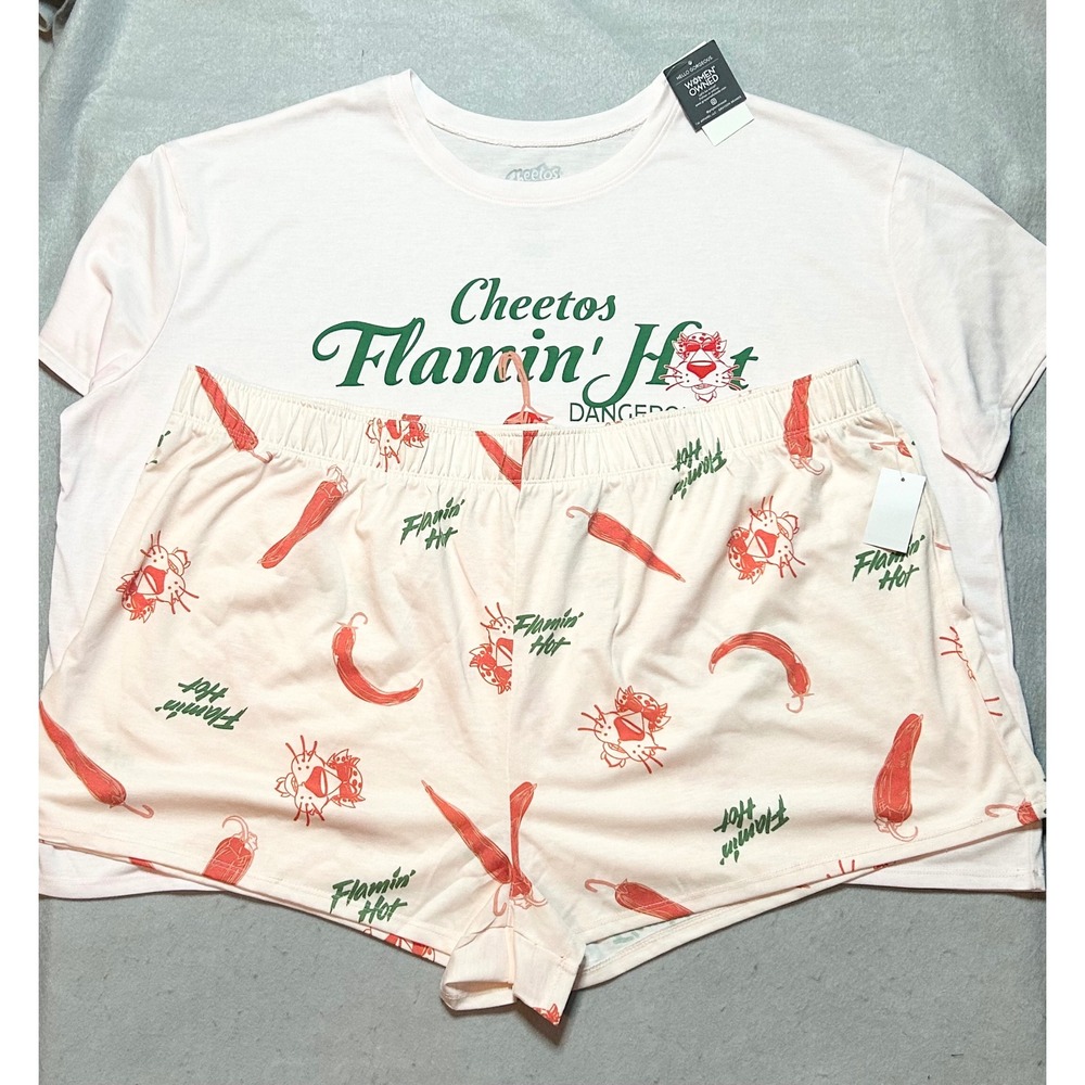 Grayson Brands Cheetos Flamin Hot Pajama Set Tee Shorts Pink 3X NWT